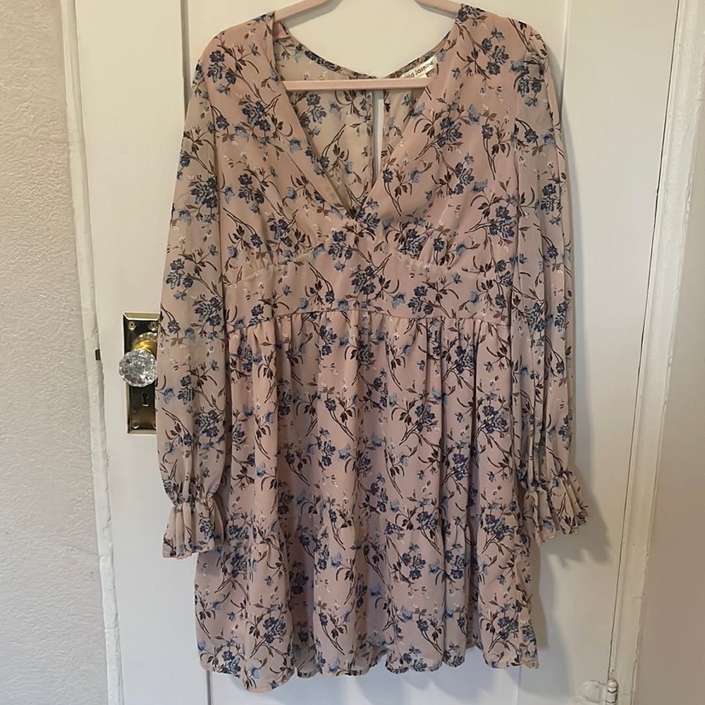 Wild Jasmine | Long Sleeved Floral Dress | Pink & Blue